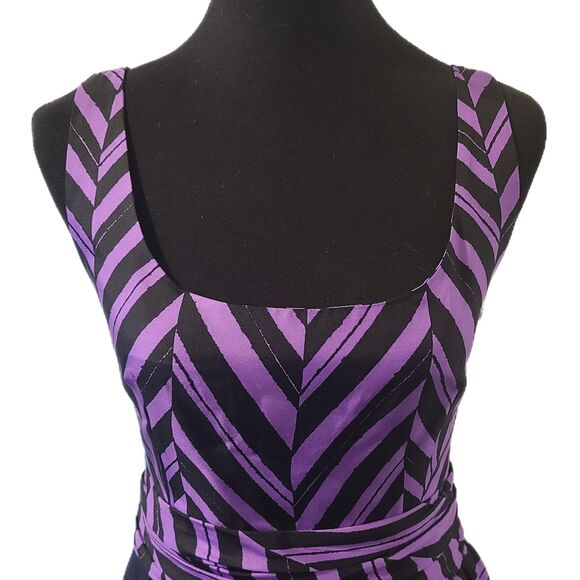 Milly of New York NWT Marcela Purple & Navy Print Silk Sheath Y2k Dress Size 8 - Picture 7 of 10